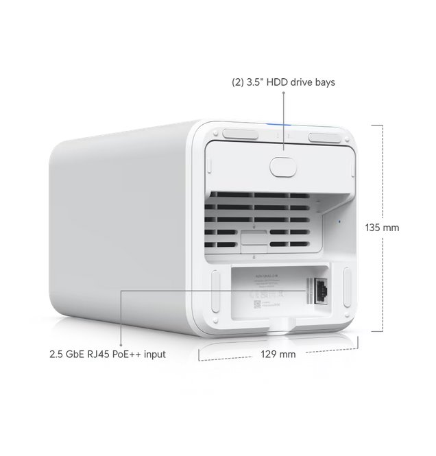 Ubiquiti UniFi UNAS-2   (2x 3,5"HDD; 2,5GLAN, POE++)  biela 