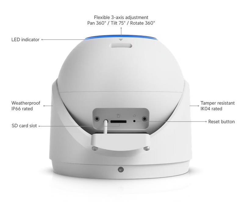 Ubiquiti UniFi Video Camera G6 Pro Turret (8MP, 3864*2160/30sn; 2.6x opt. zoom)  biela 