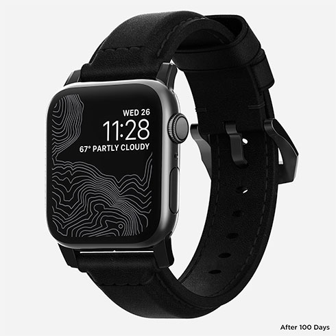 Nomad kožený remienok pre Apple Watch 42/44/45 mm - Traditional Black/Black Hardware