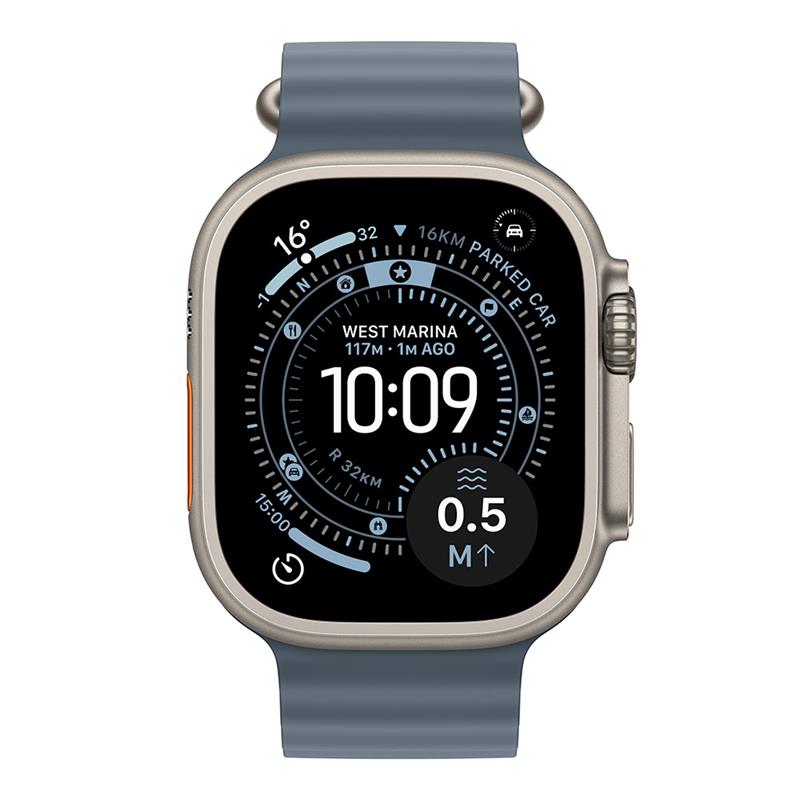 Apple Watch Ultra 3 GPS + Cellular 49mm Prírodný titán s oceľovo modrým oceánskym remienkom *Rozbalený* 