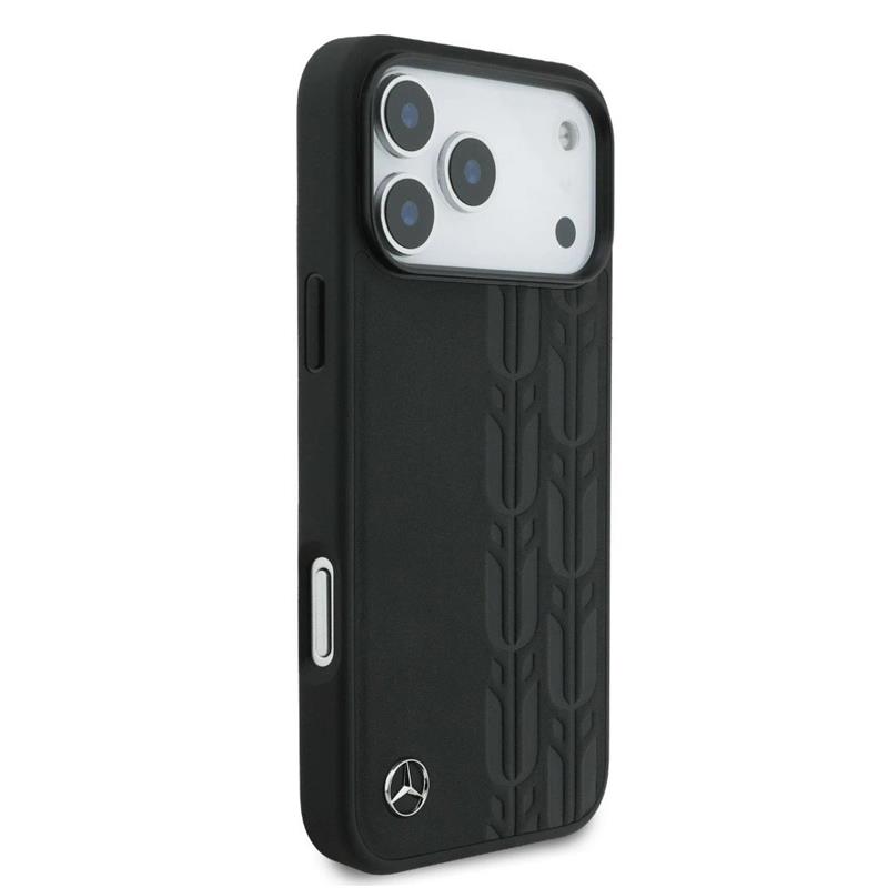 Mercedes Leather Laurel Leaves MagSafe Zadný Kryt pre iPhone 17 Pro Max čierny 