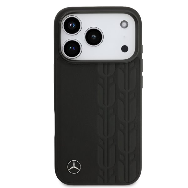Mercedes Leather Laurel Leaves MagSafe Zadný Kryt pre iPhone 17 Pro čierny 