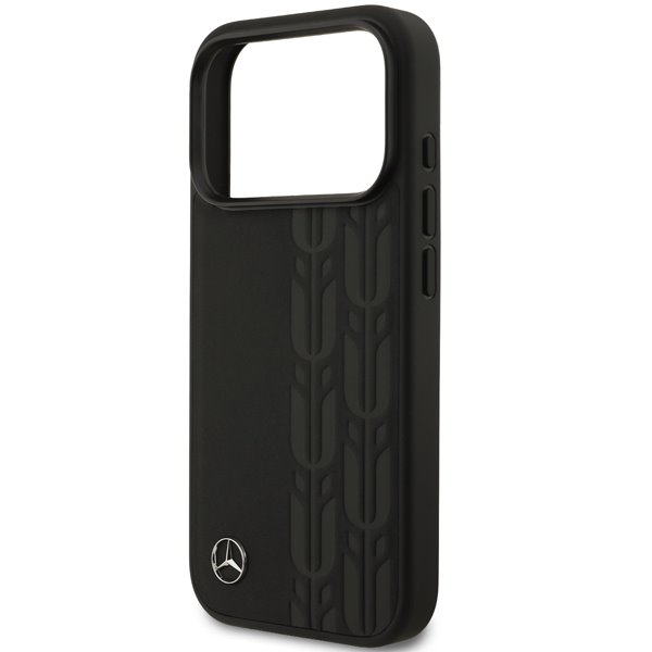 Mercedes Leather Laurel Leaves MagSafe Zadný Kryt pre iPhone 17 Pro čierny 