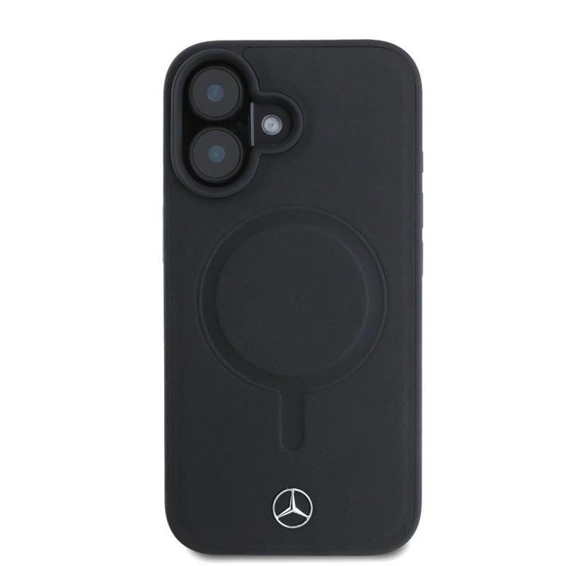 Mercedes Smooth Leather MagSafe Zadný Kryt pre iPhone 16 Plus čierny 