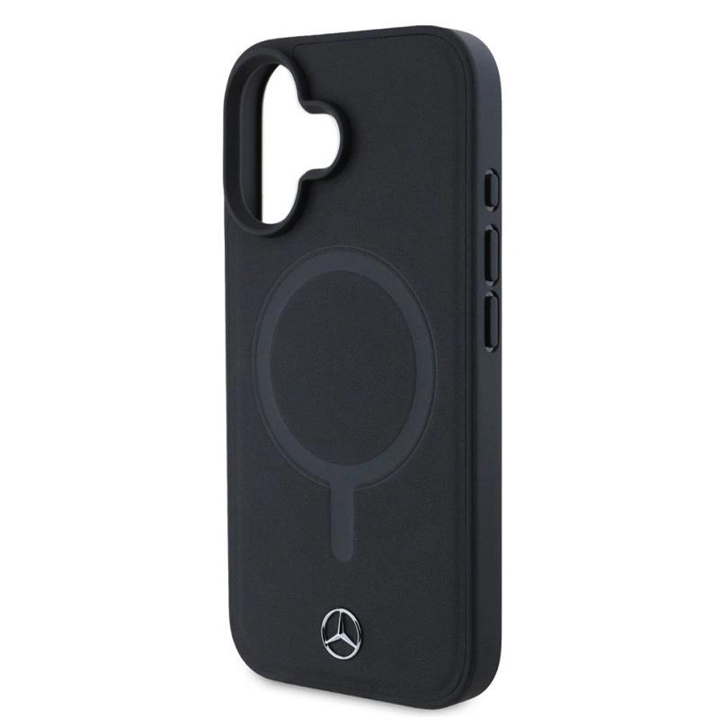 Mercedes Smooth Leather MagSafe Zadný Kryt pre iPhone 16 Plus čierny 