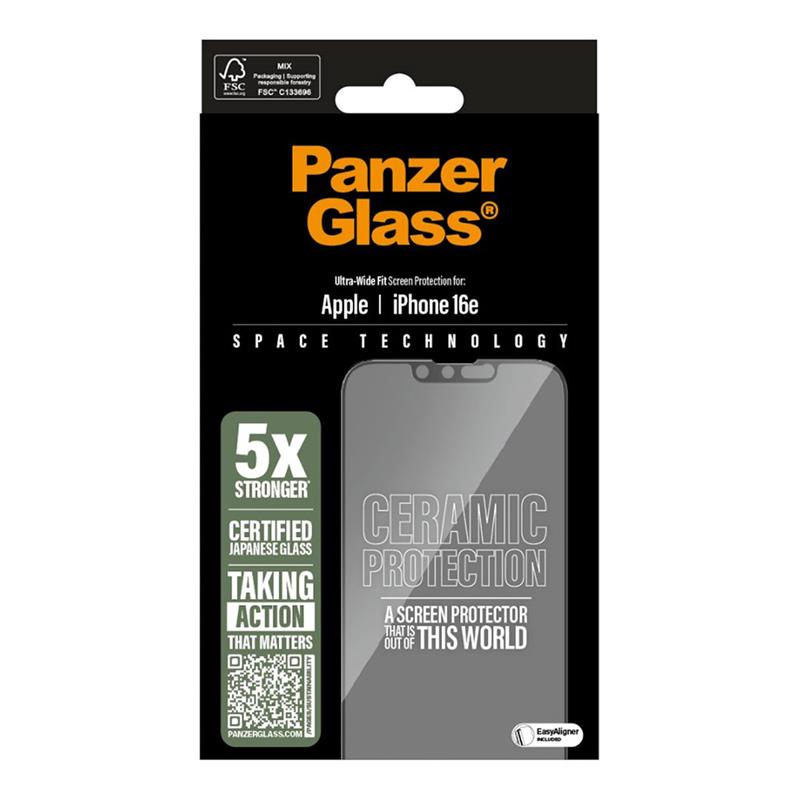 PanzerGlass ochranné sklo Ceramic pre iPhone 16e/14/13/13 Pro - Black Frame 