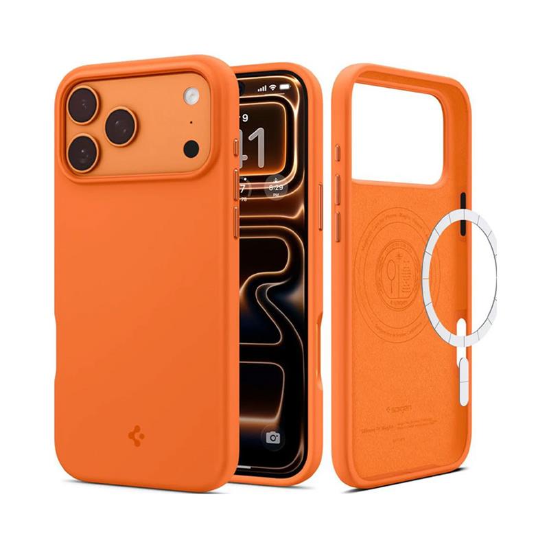 Spigen kryt Silicone Fit Magsafe pre iPhone 17 Pro - Cosmic Orange 