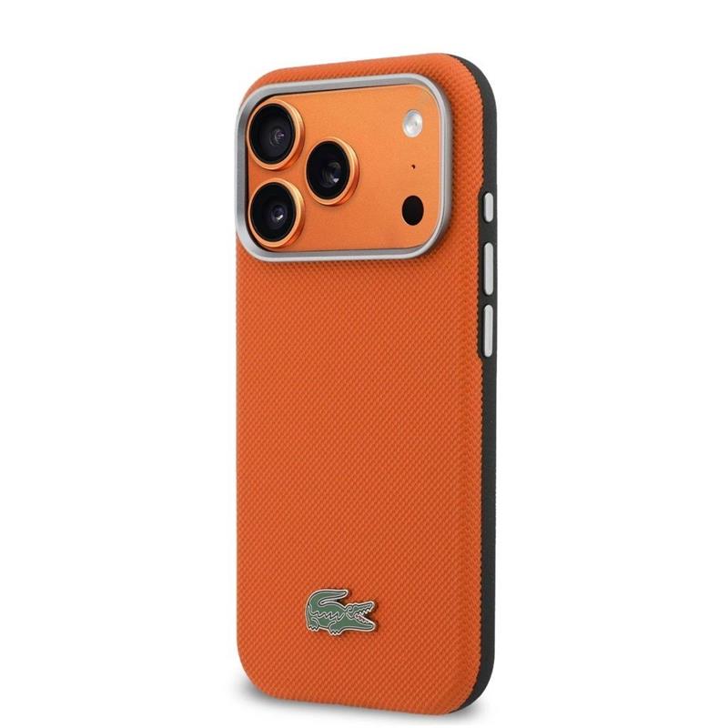Lacoste PVC Petit Pique Semi Wrap MagSafe pre iPhone 17 Pro oranžový 