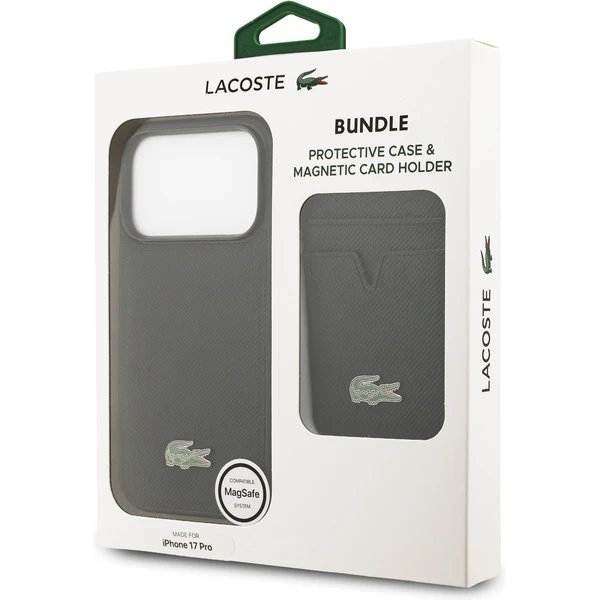 Lacoste Iconic Petit Pique MagSafe kryt + peňaženka iPhone 17 Pro čierny 