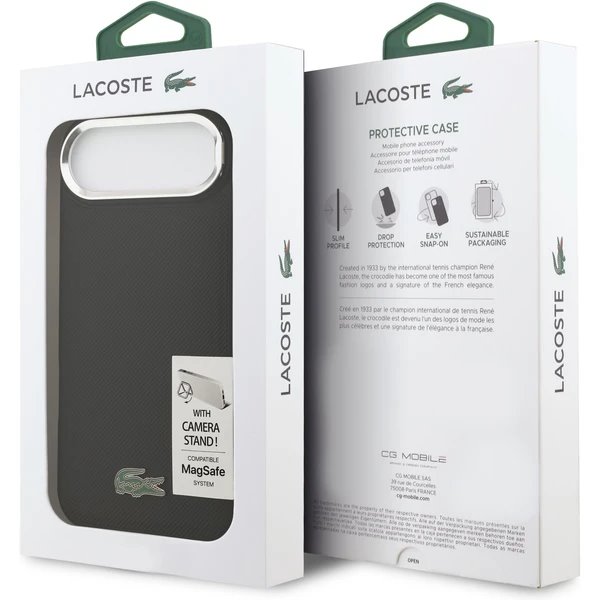 Lacoste Iconic Petit Pique Camera Stand MagSafe kryt iPhone Air čierny 