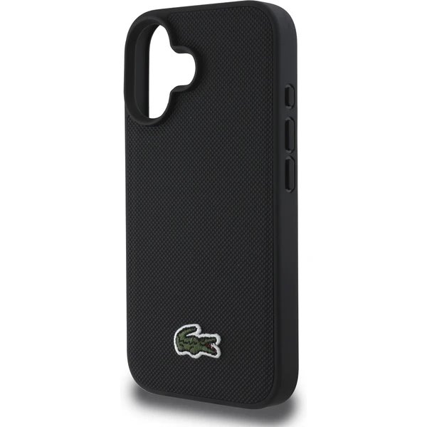 Lacoste Iconic Petit Pique Woven Logo MagSafe kryt iPhone 16 Plus čierny 