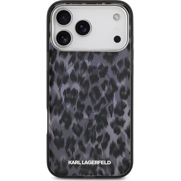 Karl Lagerfeld IML Leopard MagSafe kryt iPhone 17 Pro Max šedá 