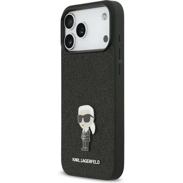 Karl Lagerfeld Fixed Glitter Metal Ikonik kryt iPhone 17 Pro Max čierny 