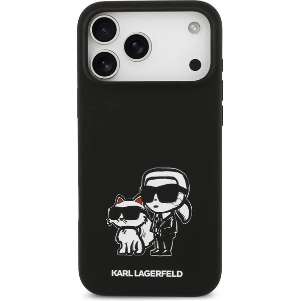 Karl Lagerfeld Liquid Silicone K&CH Sketch MagSafe kryt iPhone 17 Pro čierny 