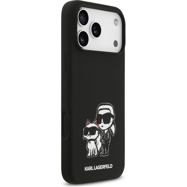 Karl Lagerfeld Liquid Silicone K&CH Sketch MagSafe kryt iPhone 17 Pro čierny 