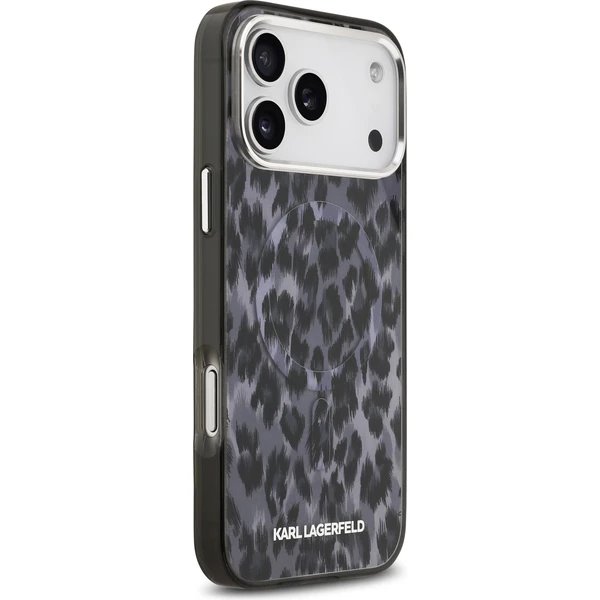 Karl Lagerfeld IML Leopard MagSafe kryt iPhone 17 Pro šedá 