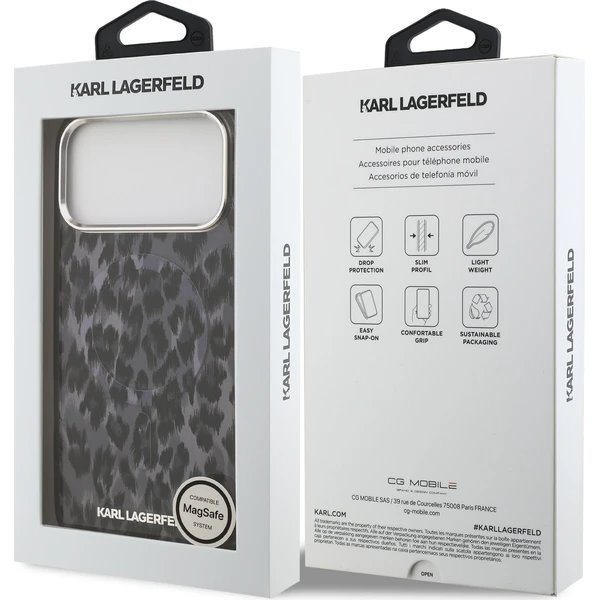 Karl Lagerfeld IML Leopard MagSafe kryt iPhone 17 Pro šedá 