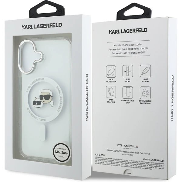 Karl Lagerfeld IML K&CH Heads Metal Frame MagSafe MagSafe kryt iPhone 17 priehľadná 