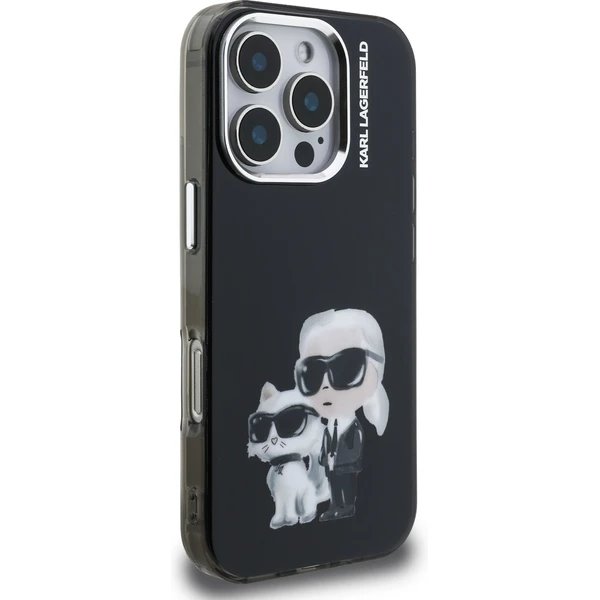 Karl Lagerfeld IML Aquarelle Karl and Choupette kryt iPhone 16 Pro Max čierny 