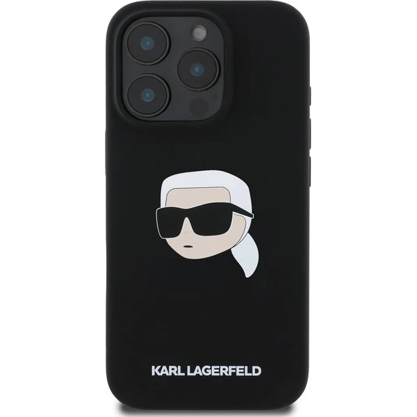 Karl Lagerfeld Liquid Silicone Karl Head MagSafe kryt iPhone 16 Pro čierny 