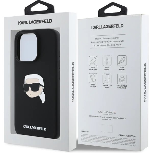 Karl Lagerfeld Liquid Silicone Karl Head MagSafe kryt iPhone 16 Pro čierny 