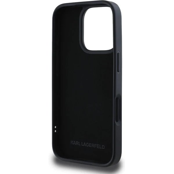 Karl Lagerfeld 3D Rubber Double Heads kryt iPhone 16 Pro čierny 
