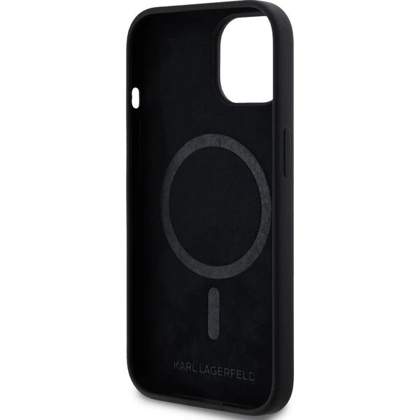 Karl Lagerfeld Liquid Silicone Double Heads MagSafe kryt iPhone 15 Pro Max čierny 