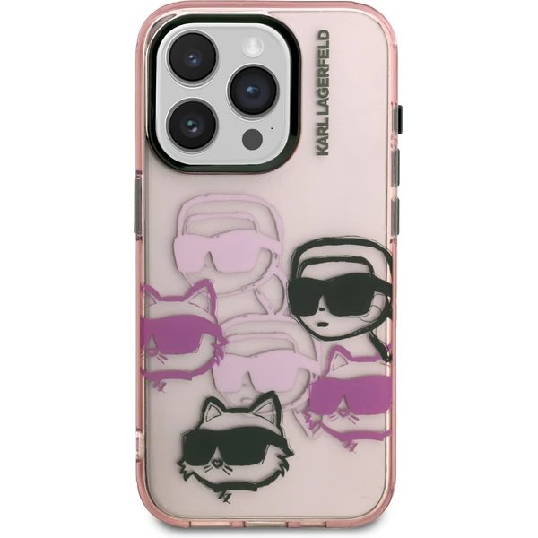 Karl Lagerfeld IML Multi K&CH Heads kryt iPhone 15 Pro Max ružový 