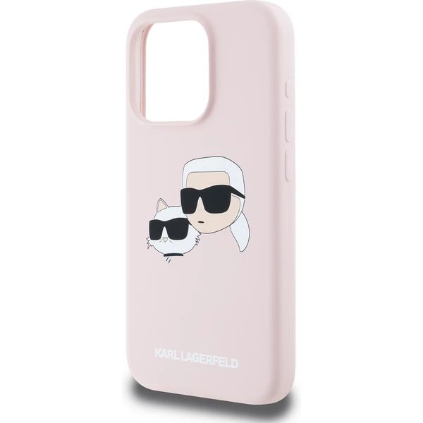 Karl Lagerfeld Liquid Silicone Double Heads MagSafe kryt iPhone 15 Pro ružový 