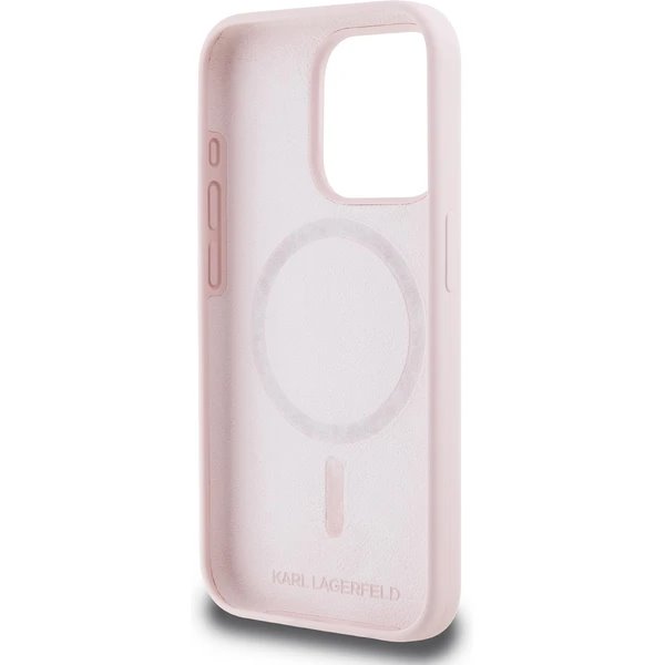 Karl Lagerfeld Liquid Silicone Double Heads MagSafe kryt iPhone 15 Pro ružový 