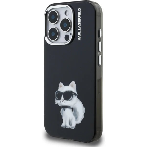 Karl Lagerfeld IML Aquarelle Choupette kryt iPhone 15 Pro čierny 