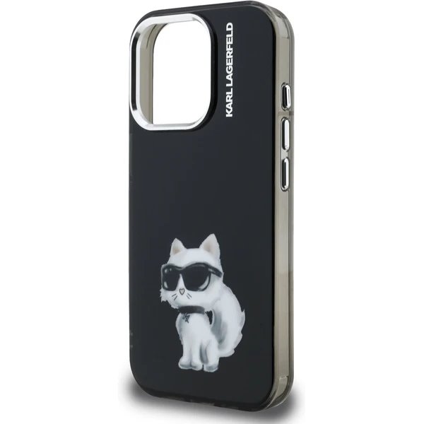 Karl Lagerfeld IML Aquarelle Choupette kryt iPhone 15 Pro čierny 