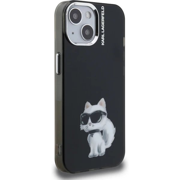Karl Lagerfeld IML Aquarelle Choupette kryt iPhone 15 čierny 