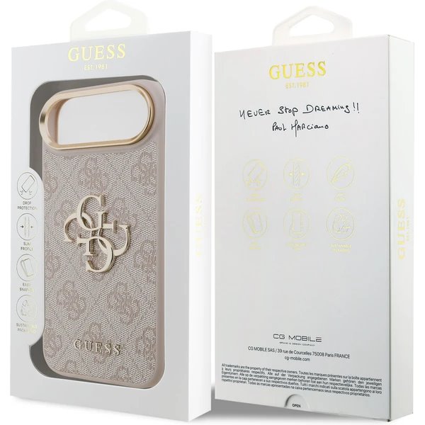 Guess PU Leather 4G Metal Logo Gold Frame kryt iPhone Air ružový 