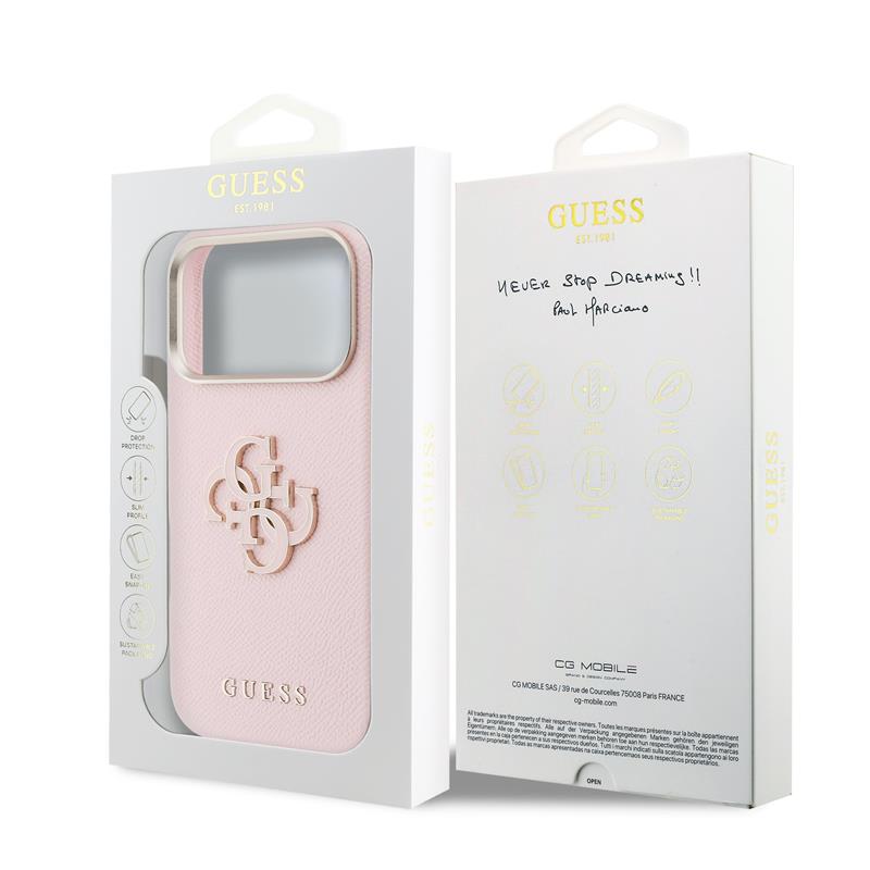 Guess PU Resin Logo kryt iPhone 17 Pro Max ružový 