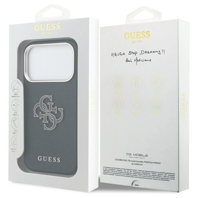 Guess PU Resin Logo kryt iPhone 17 Pro čierny 