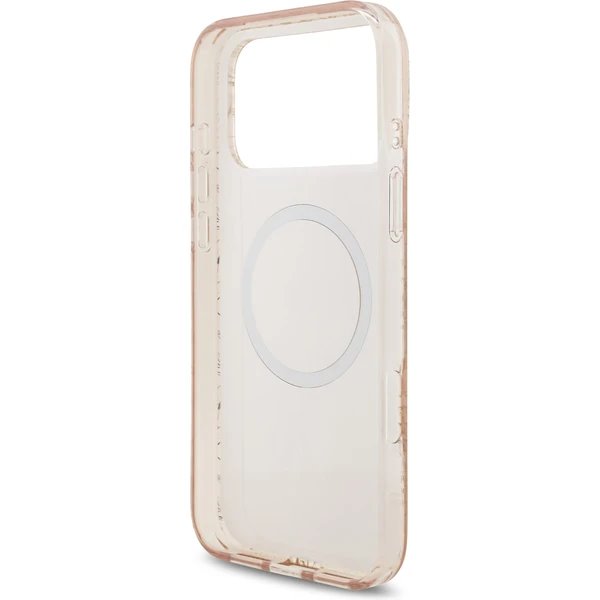Guess IML Flowers Allover Strap MagSafe kryt iPhone 17 Pro ružový 