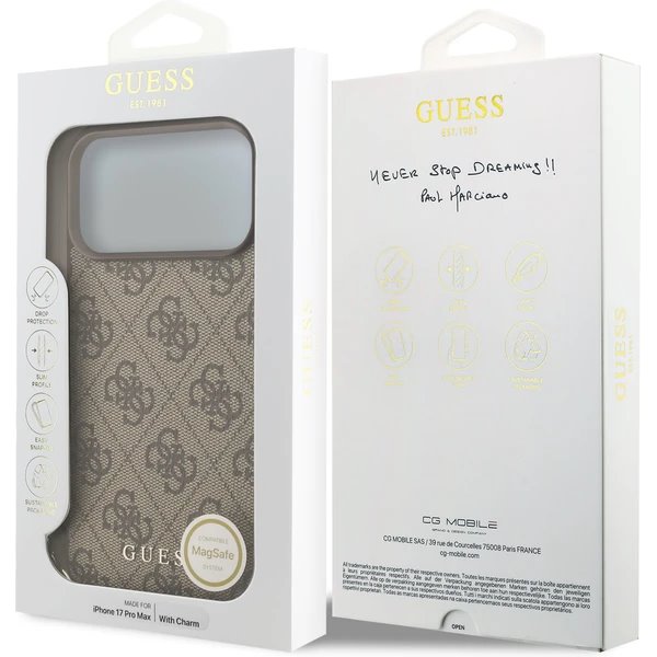 Guess 4G Charm MagSafe kryt iPhone 17 Pro Max hnedý 