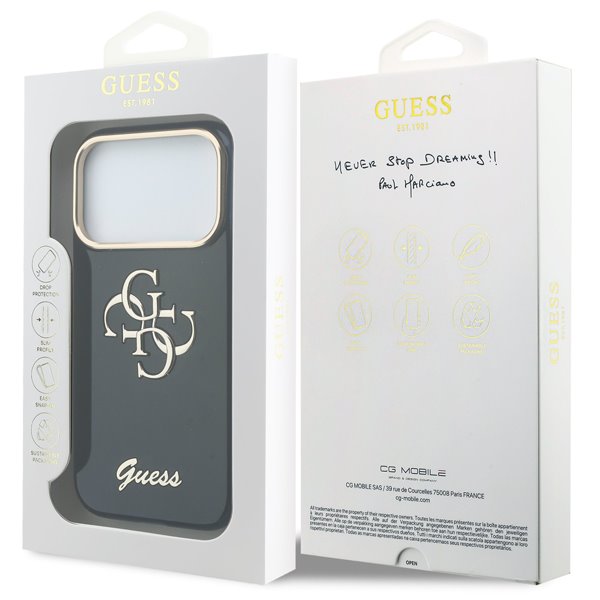 Guess IML 4G Script Metal Logo kryt iPhone 17 Pro Max modrý 