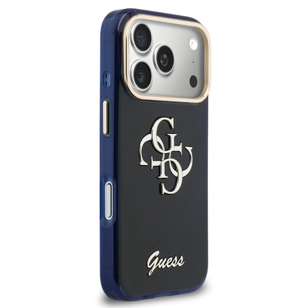 Guess IML 4G Script Metal Logo kryt iPhone 17 Pro modrý 