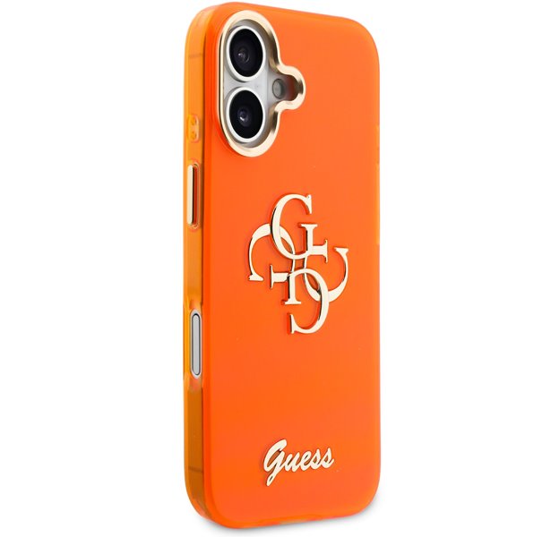 Guess IML 4G Script Metal Logo kryt iPhone 17 oranžový 