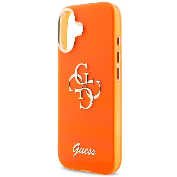 Guess IML 4G Script Metal Logo kryt iPhone 17 oranžový 