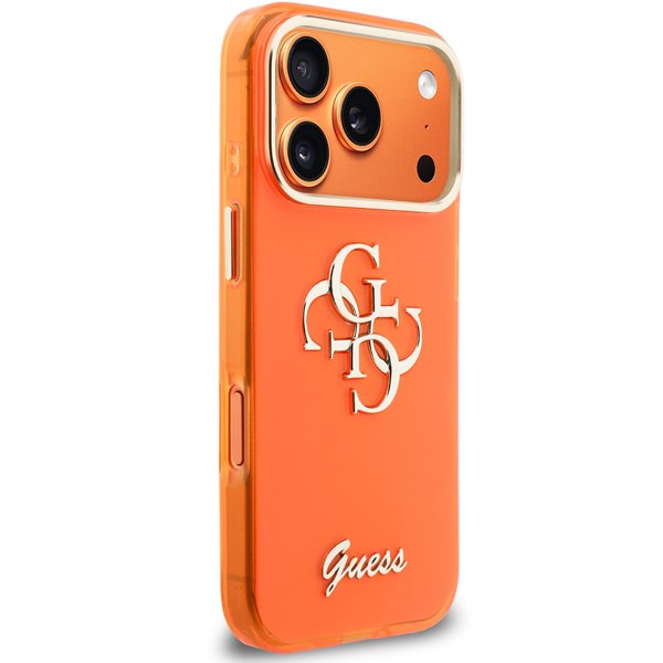 Guess IML 4G Script Metal Logo kryt iPhone 17 Pro Max oranžový 