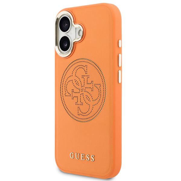 Guess PU Perforated 4G Logo MagSafe kryt iPhone 17 oranžový 