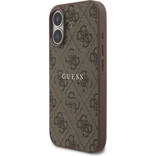Guess PU Leather 4G Colored Ring MagSafe kryt iPhone 17 hnedý 