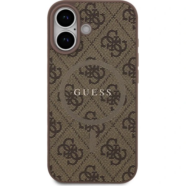 Guess PU Leather 4G Colored Ring MagSafe kryt iPhone 17 hnedý 