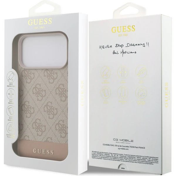 Guess PU 4G Stripe kryt iPhone 17 Pro ružový 