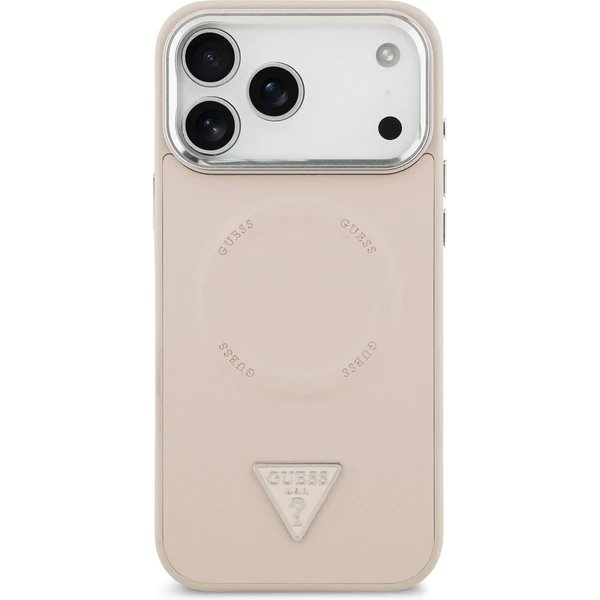 Guess PU Leather Triangle Logo MagSafe kryt iPhone 17 Pro Max ružový 