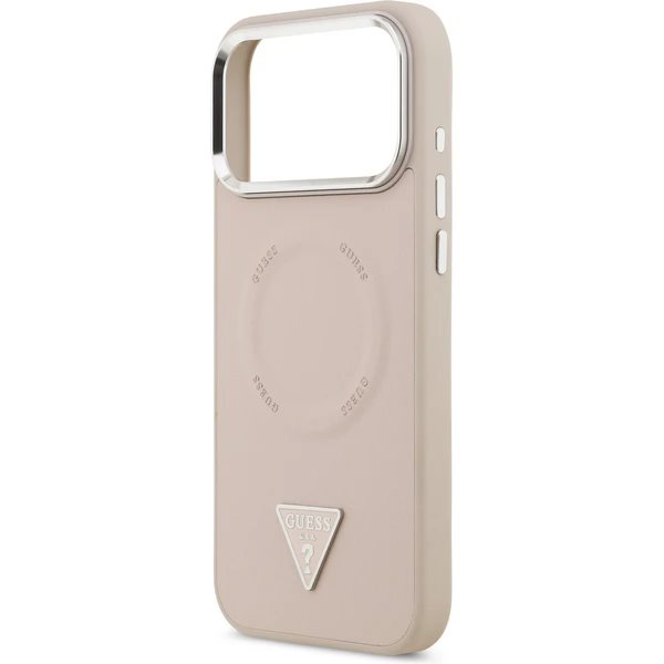 Guess PU Leather Triangle Logo MagSafe kryt iPhone 17 Pro Max ružový 