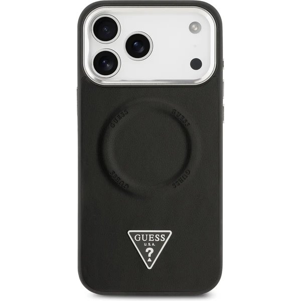 Guess PU Leather Triangle Logo MagSafe kryt iPhone 17 Pro Max čierny 